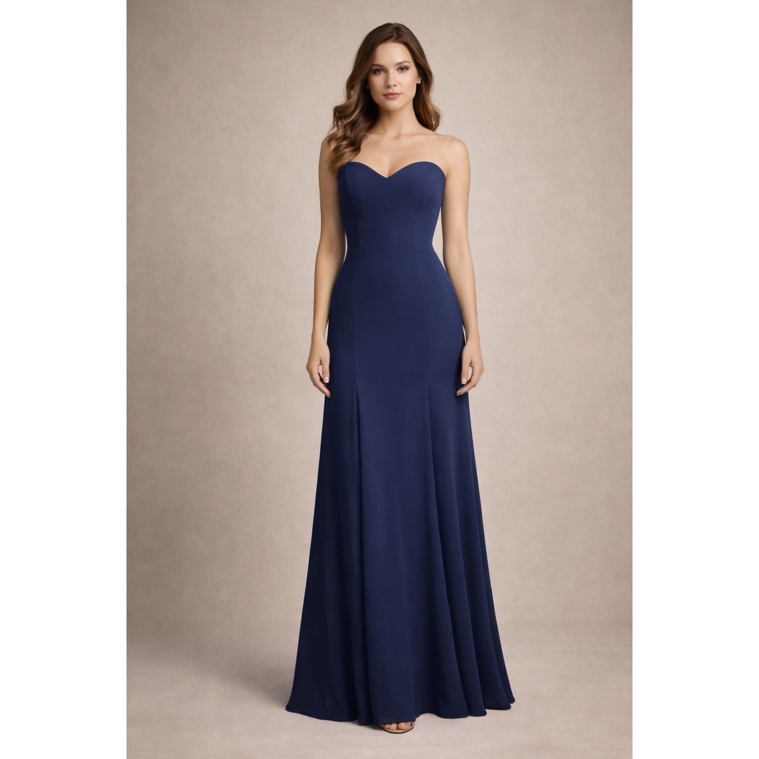 Nwt Dessy Collection 4515 Sofia Blue Strapless Crepe Bridesmaid Gown Size 12